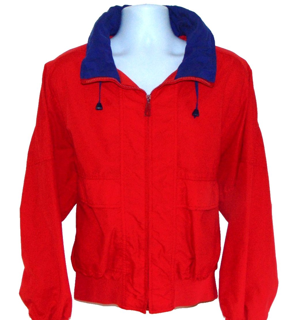 Pacific Trail Charger Bomber Jacket Mens M Red Blue Hooded Barrier Vintage